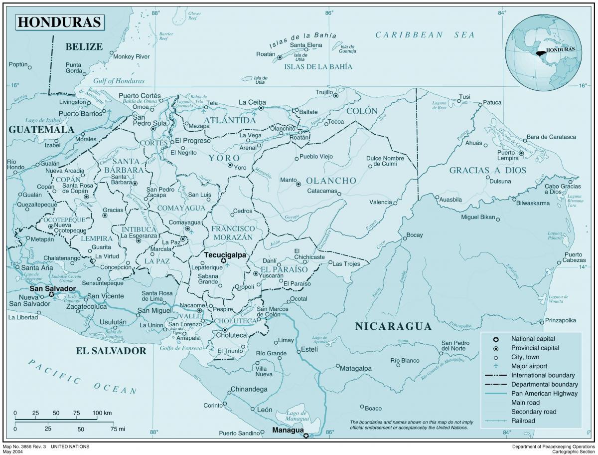 خريطة خريطة المادية هندوراس