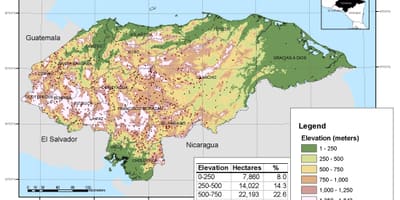 خريطة هندوراس الارتفاع