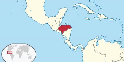 هندوراس الموقع على خريطة العالم ، 